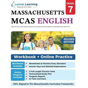 MCAS Test Prep: Grade 7 English Language Arts Literacy (ELA) Practice Workbook a